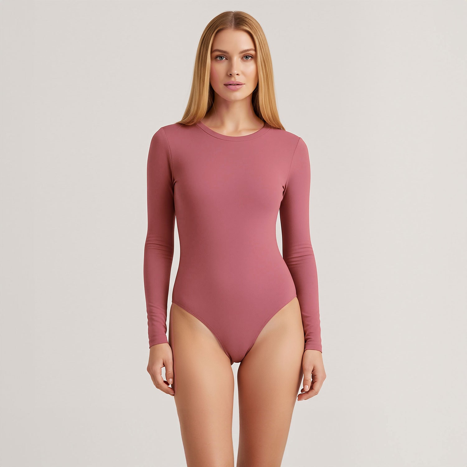 Body Redondo Manga Larga Rosa ámbar