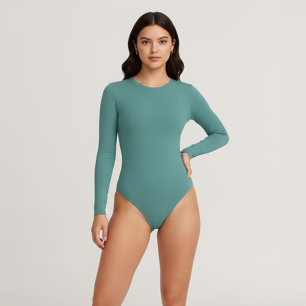 Body Redondo Manga Larga verde petroleo