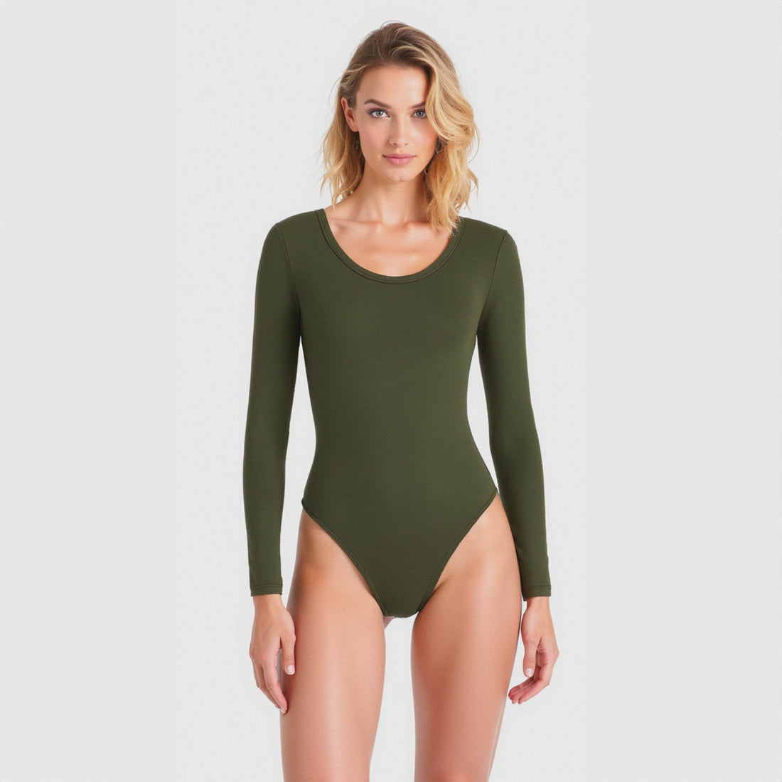 Body Redondo Manga Larga Verde Militar