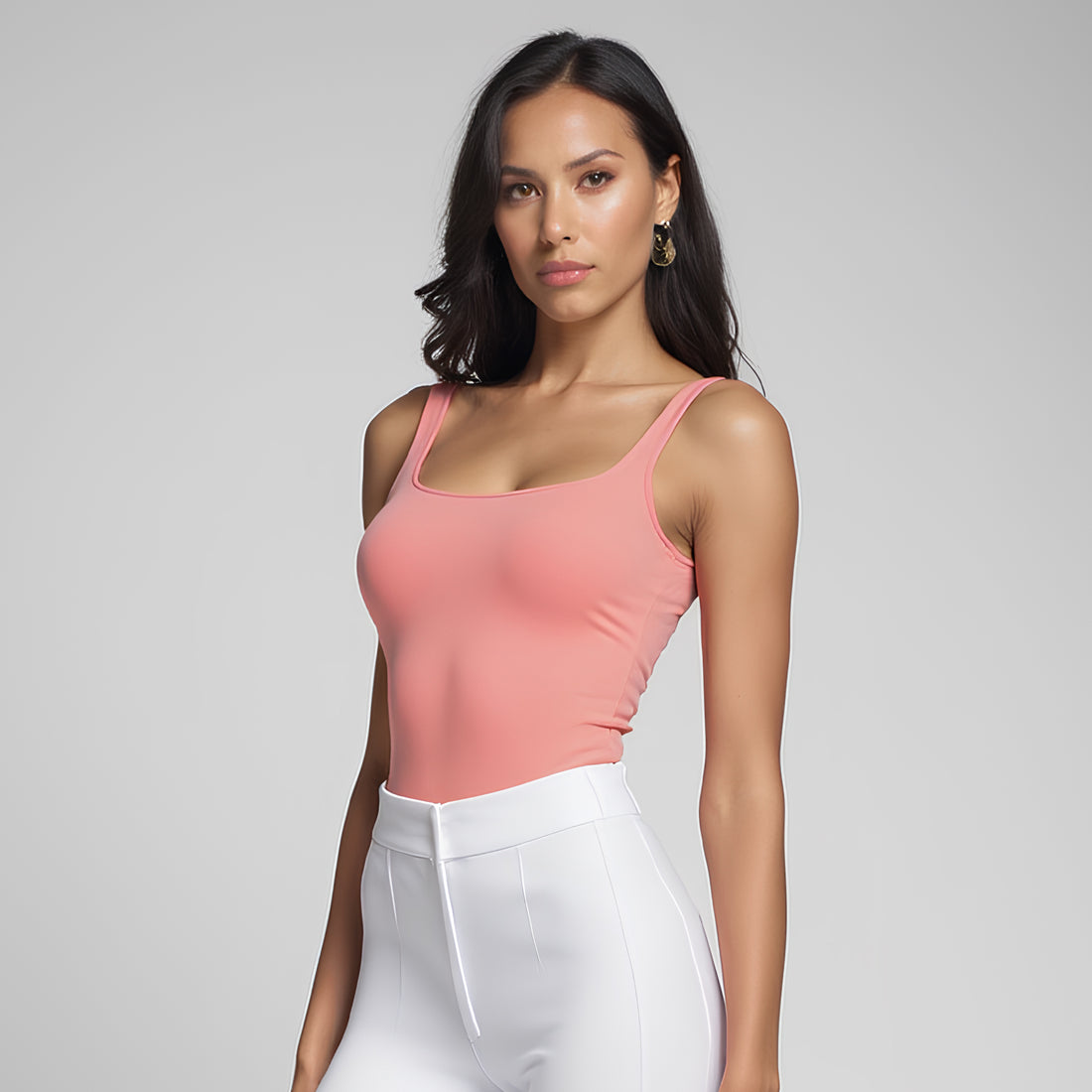 Body Tirantes Escote Cuadrado Palo Rosa