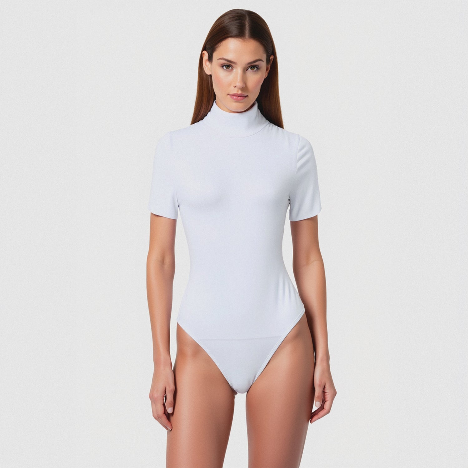 Body Cuello Alto Manga Corta Marfil