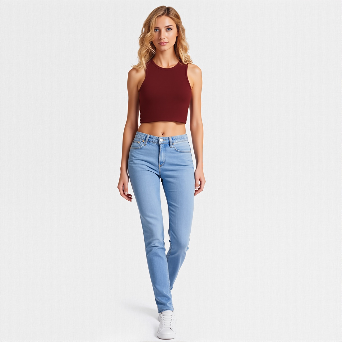 Crop Top Halter Borgoña