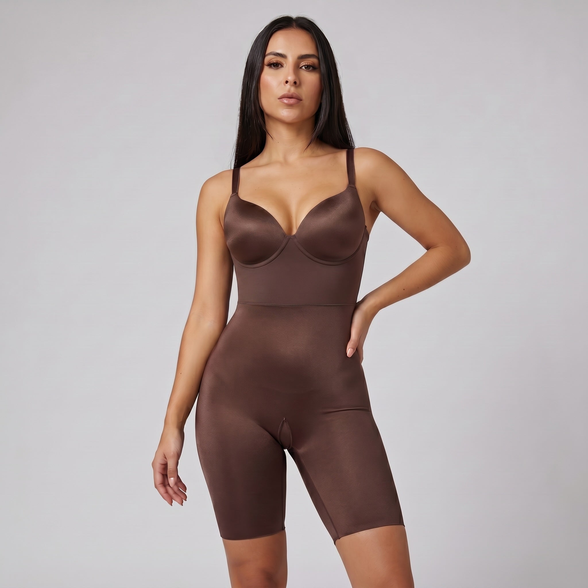 Body Short Moldeador con Copas Café