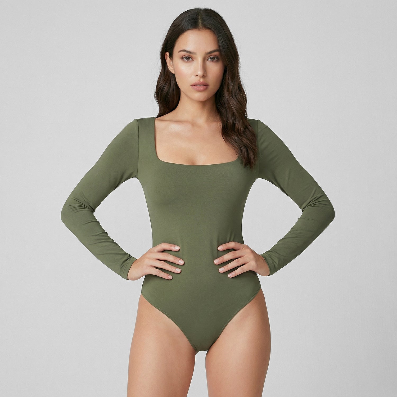 Body Cuadrado Manga Larga Verde Militar