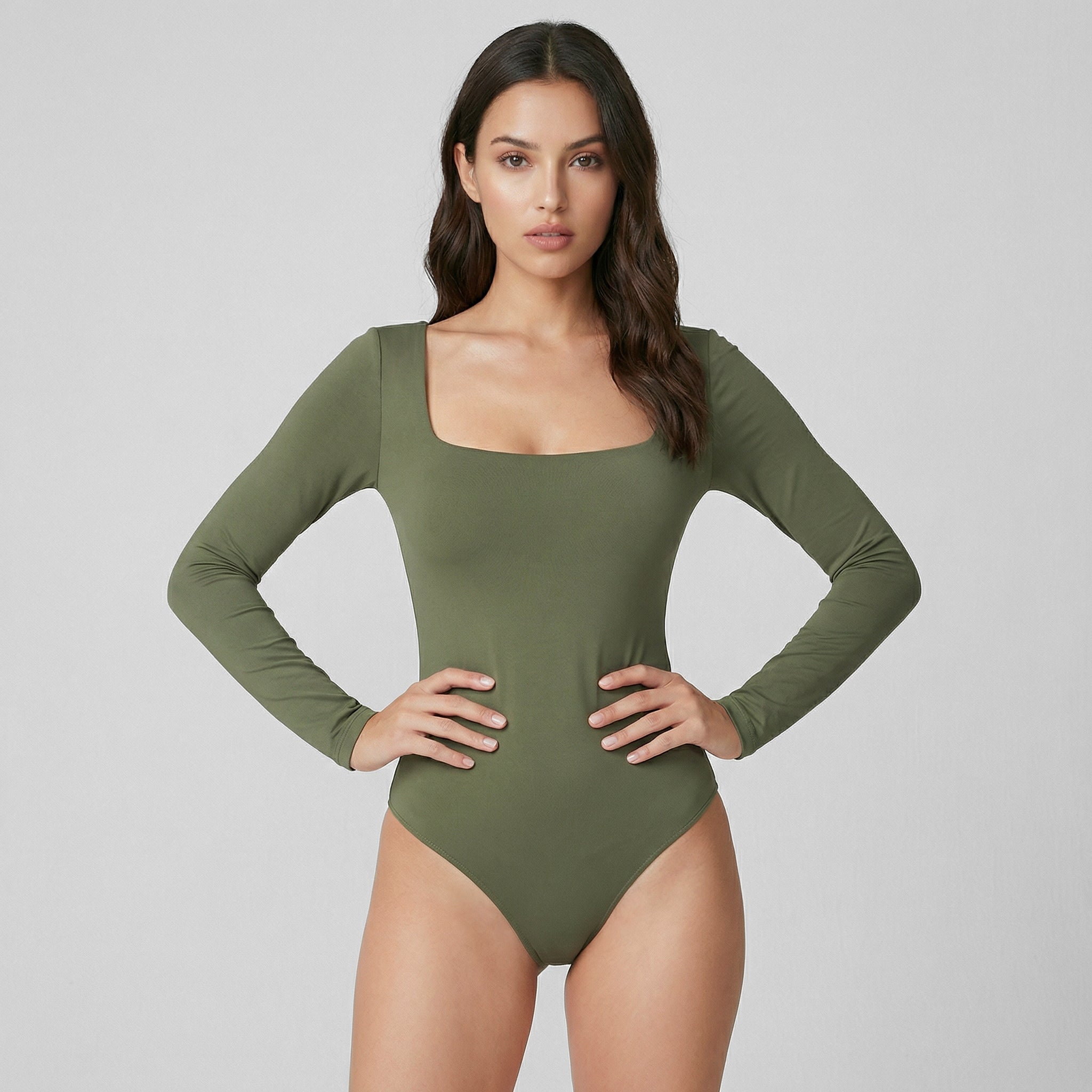 Body Cuadrado Manga Larga Verde Militar