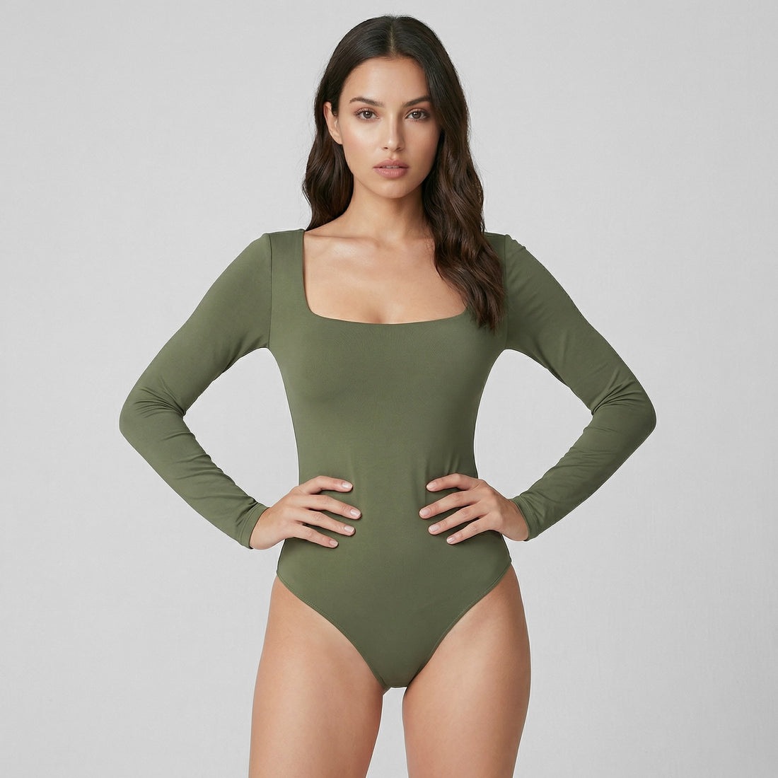 Body Cuadrado Manga Larga Verde Militar