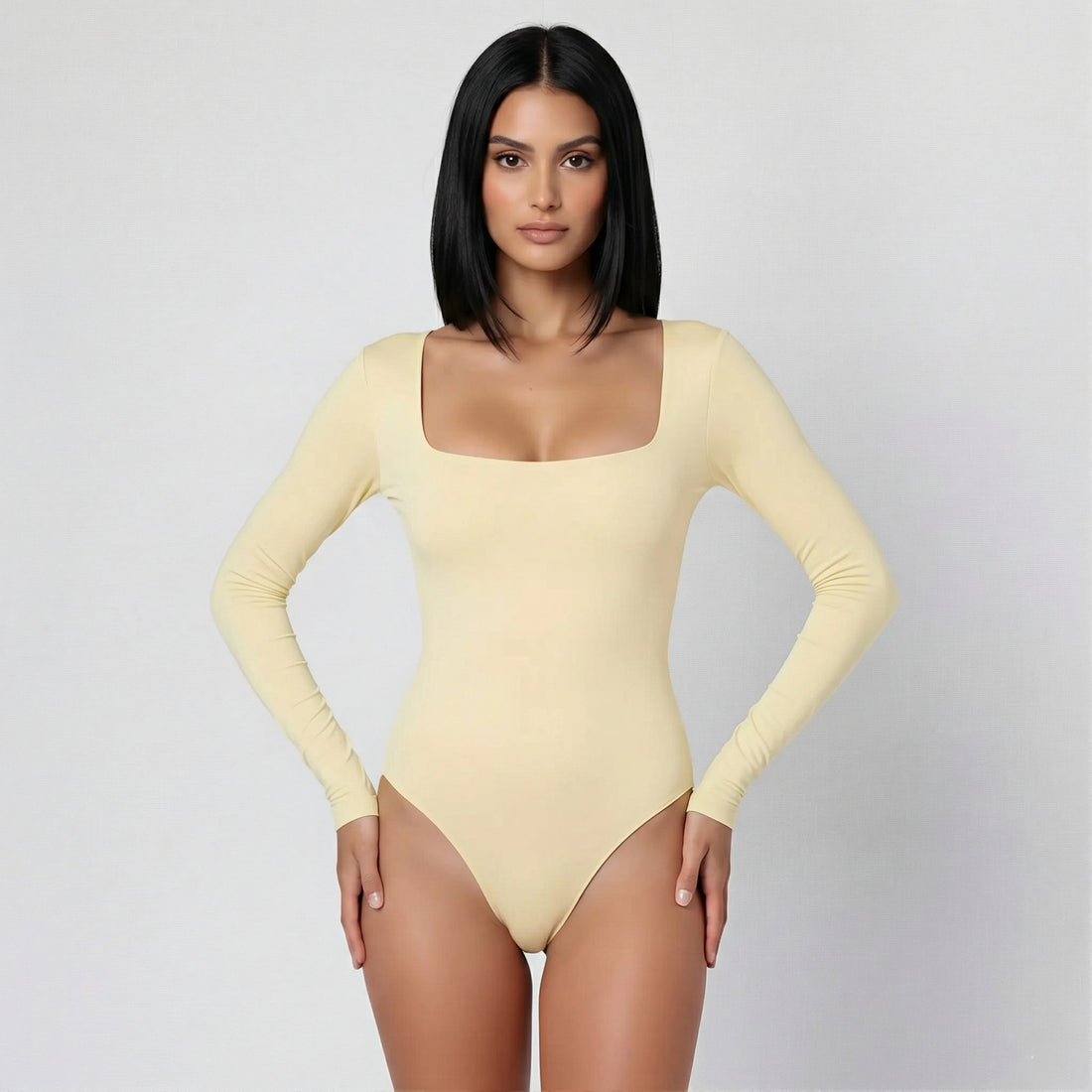 Body Cuadrado Manga Larga Amarillo Mantequilla