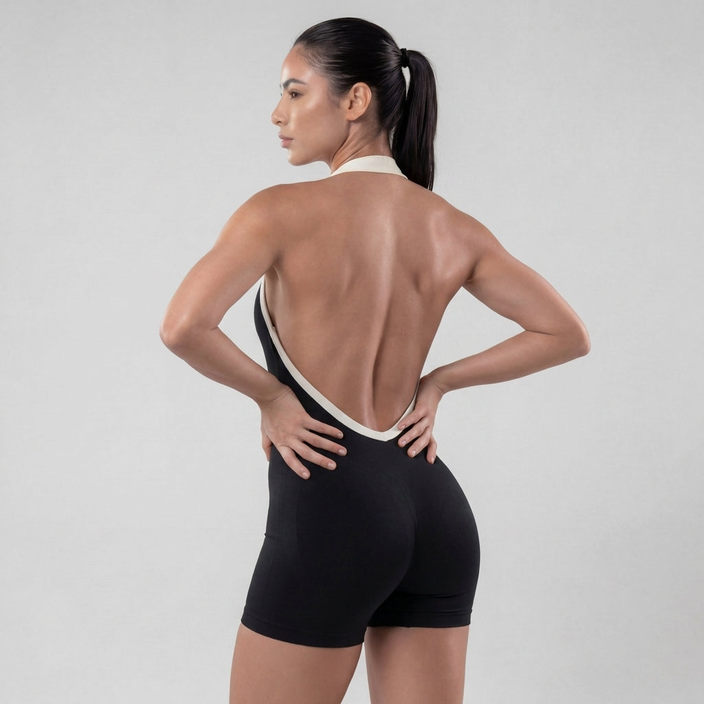 Enterizo Corto Espalda Descubierta Negro