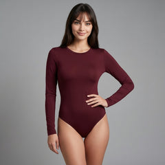 Body Redondo Manga Larga Borgoña