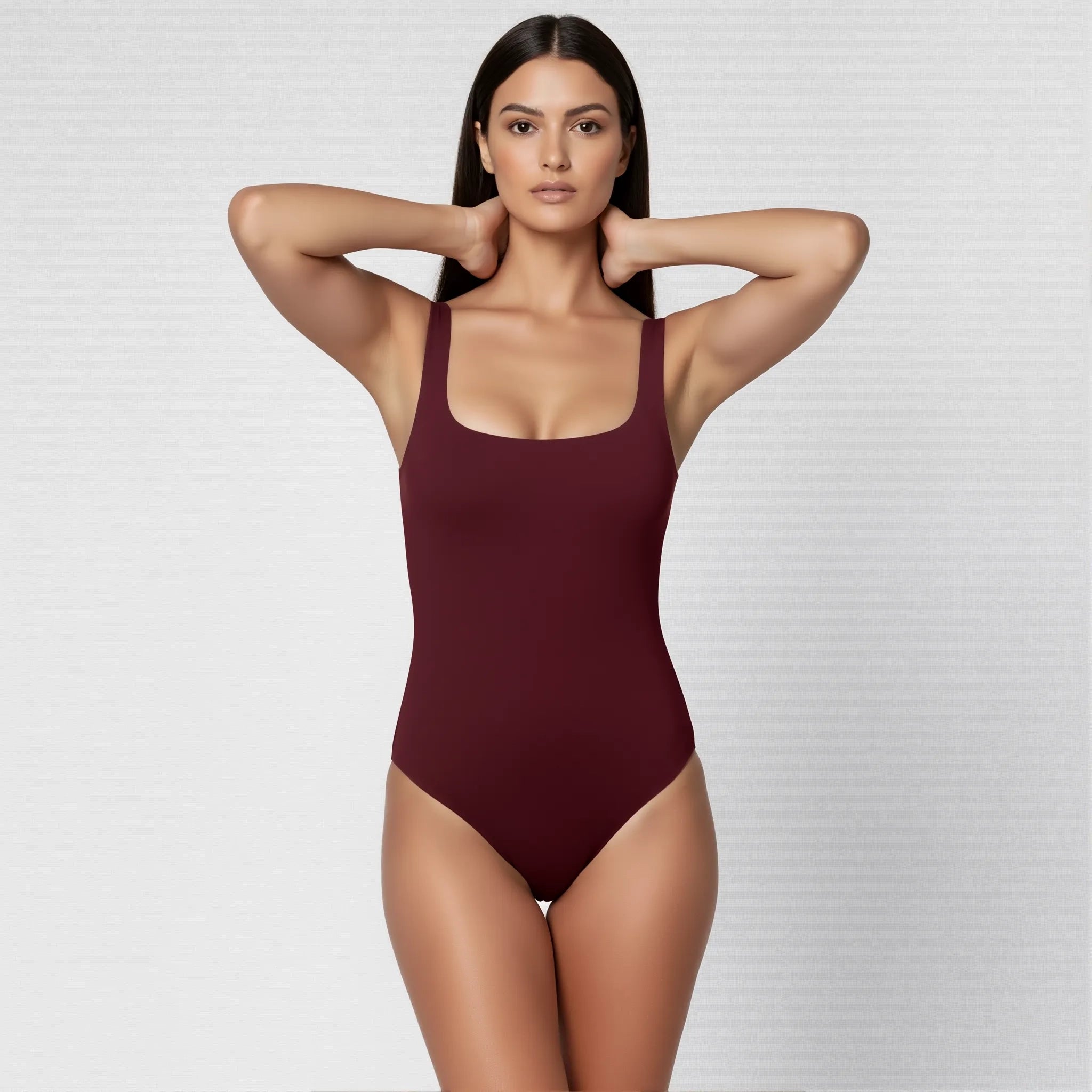 Body Tirantes Escote Cuadrado Borgoña