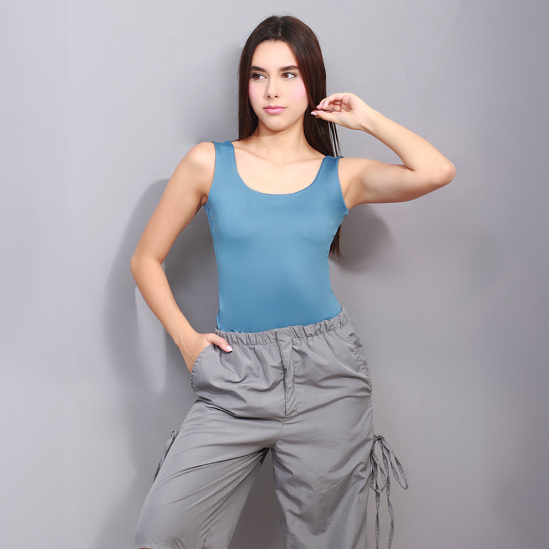 Body Tirantes Escote Cuadrado gris azulado