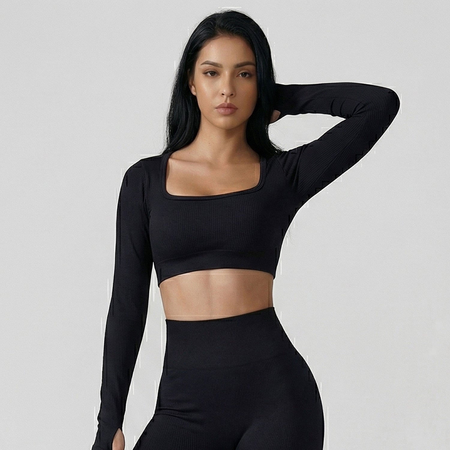 Buzo Escote Cuadrado Negro