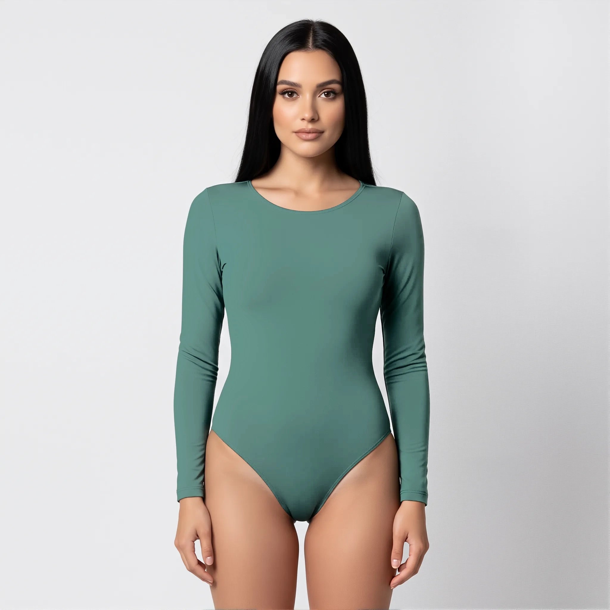 Body Espalda Media Manga Larga Verde Petroleo