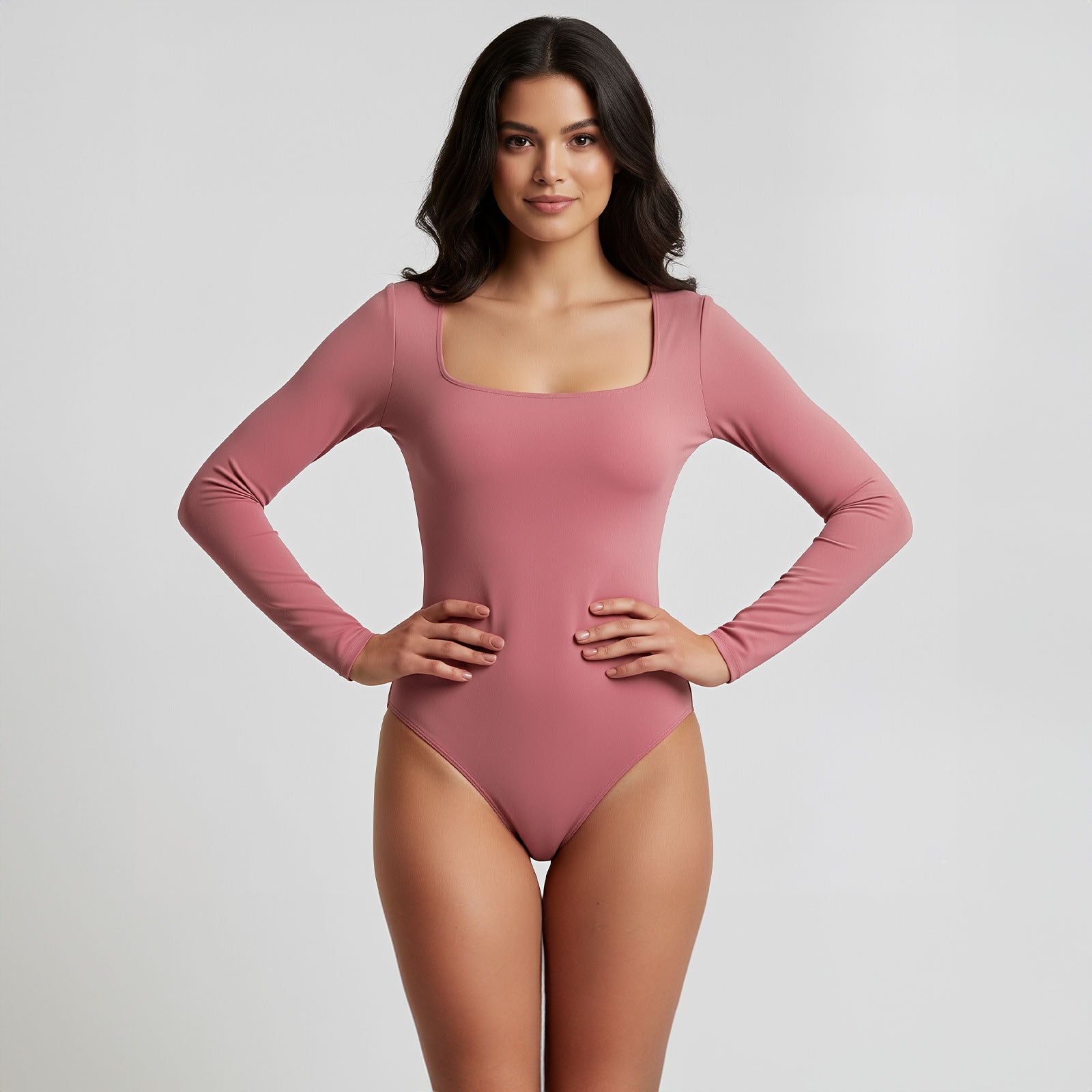 Body cuadrado manga larga rosa ámbar
