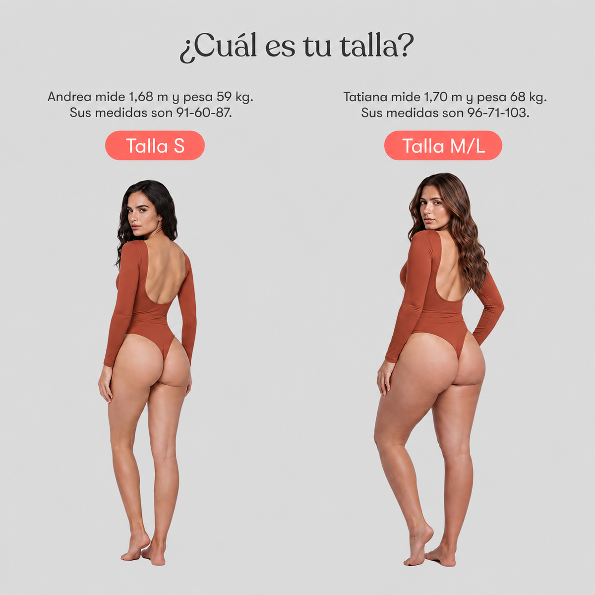Body Espalda Media Manga Larga Terracota