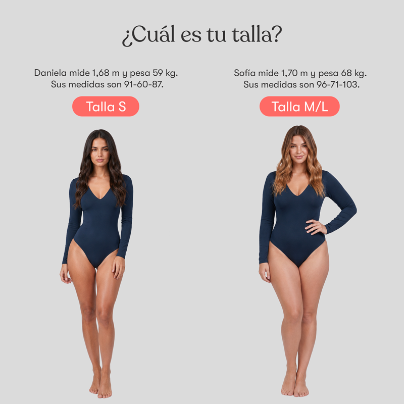Body Escote En V Manga Larga Azul Marino