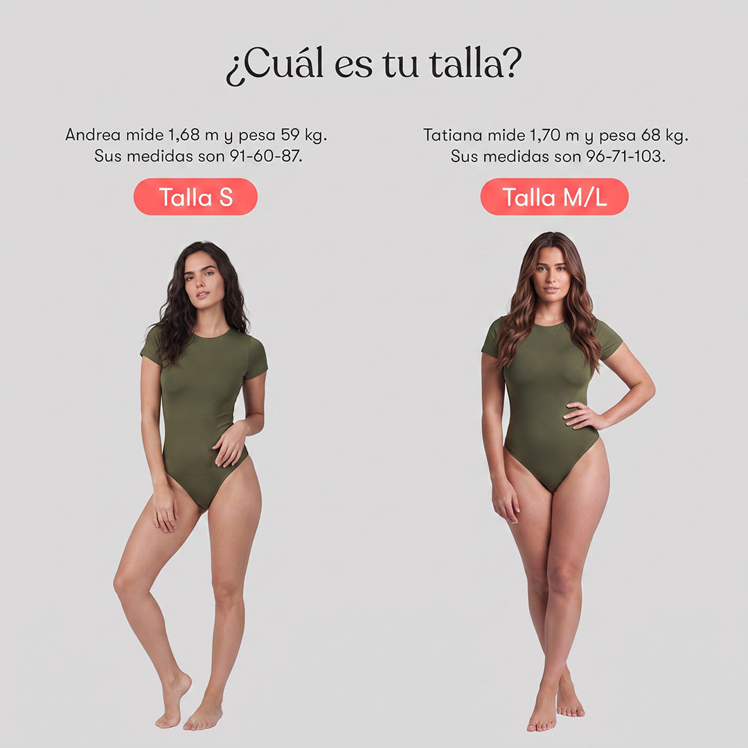 Body Cuello Redondo Manga Corta Verde Militar