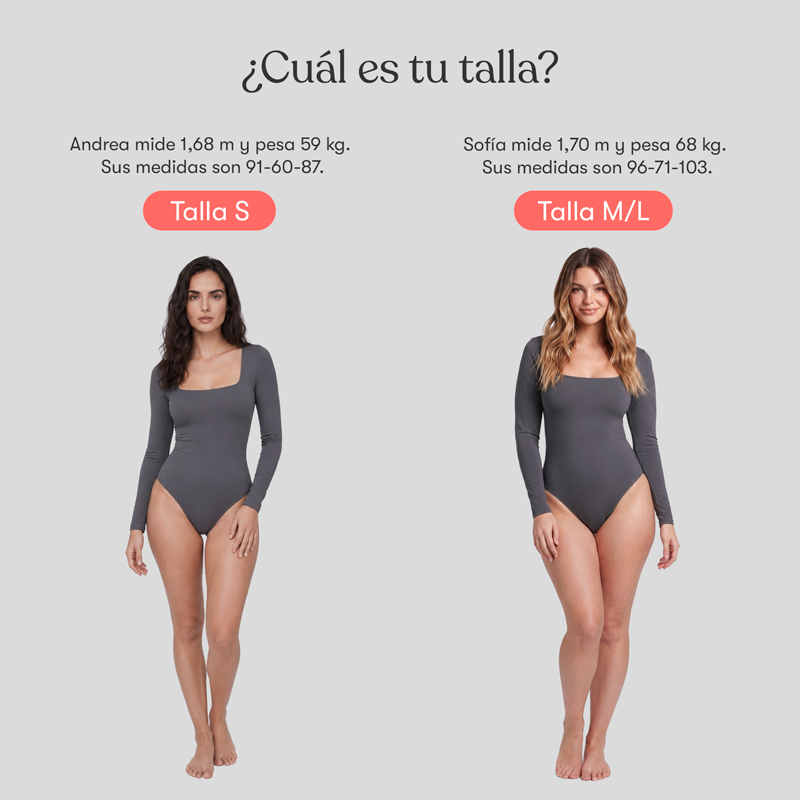 Body Cuadrado Manga Larga Gris Oscuro