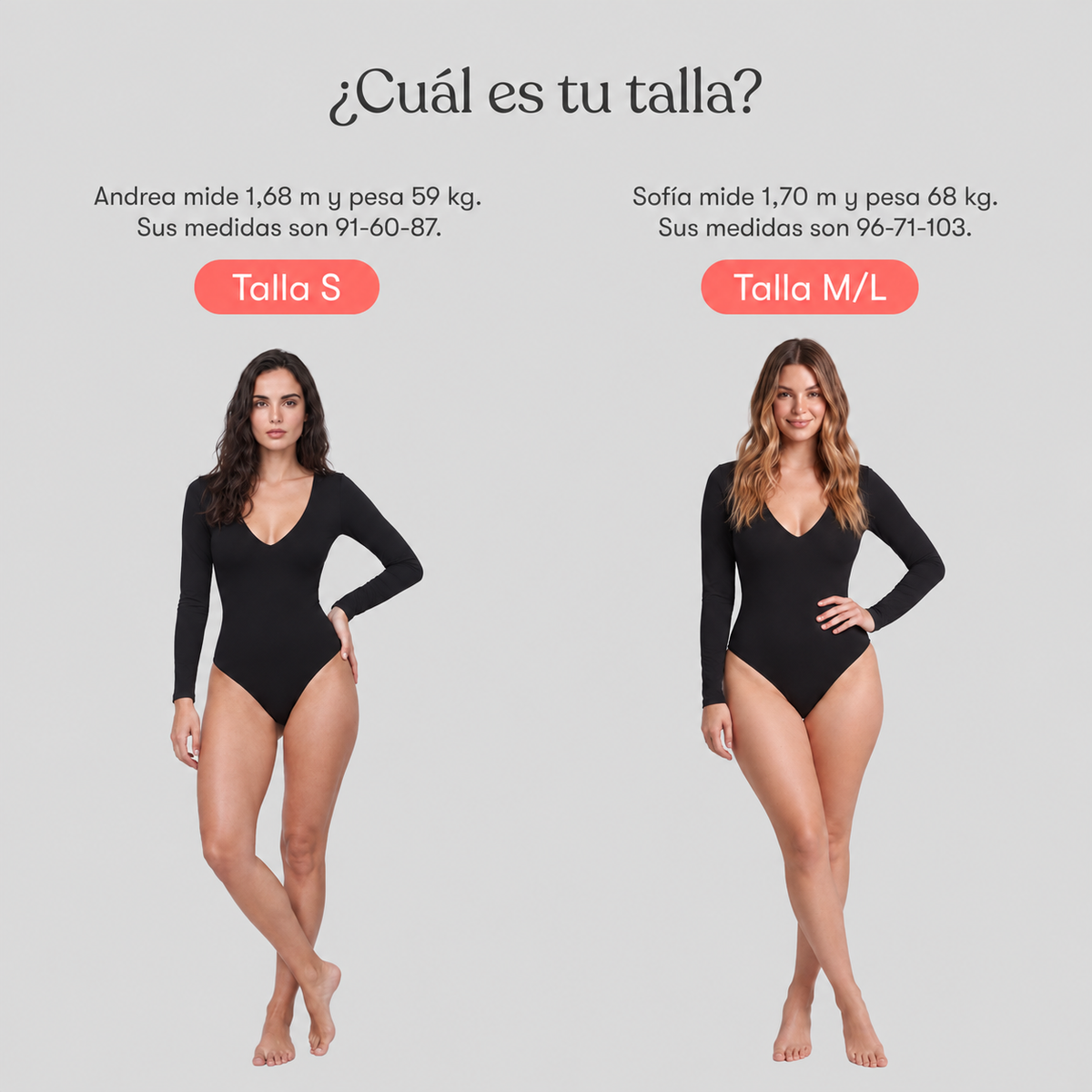 Body Escote En V Manga Larga Negro