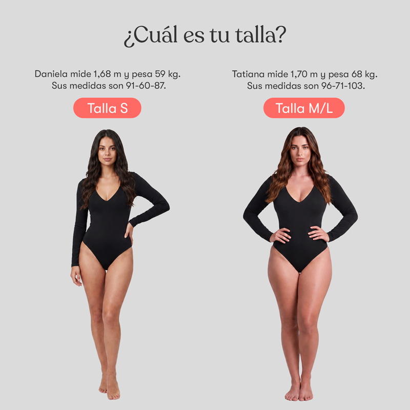 Body Escote En V Manga Larga Negro