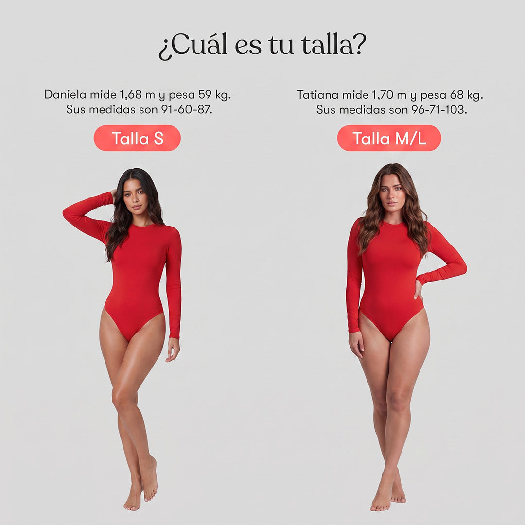 Body Redondo Manga Larga Rojo
