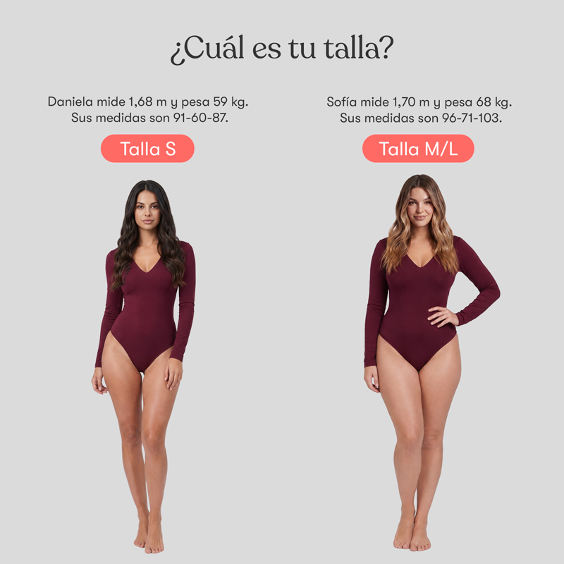 Body Escote En V Manga Larga Borgoña