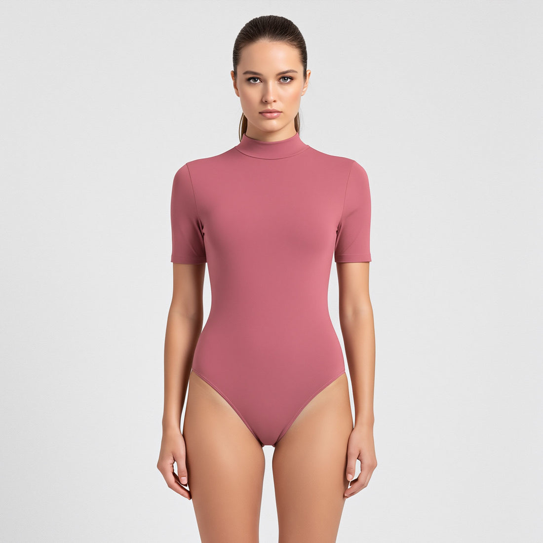 Body Cuello Alto Manga Corta Rosa Ambar