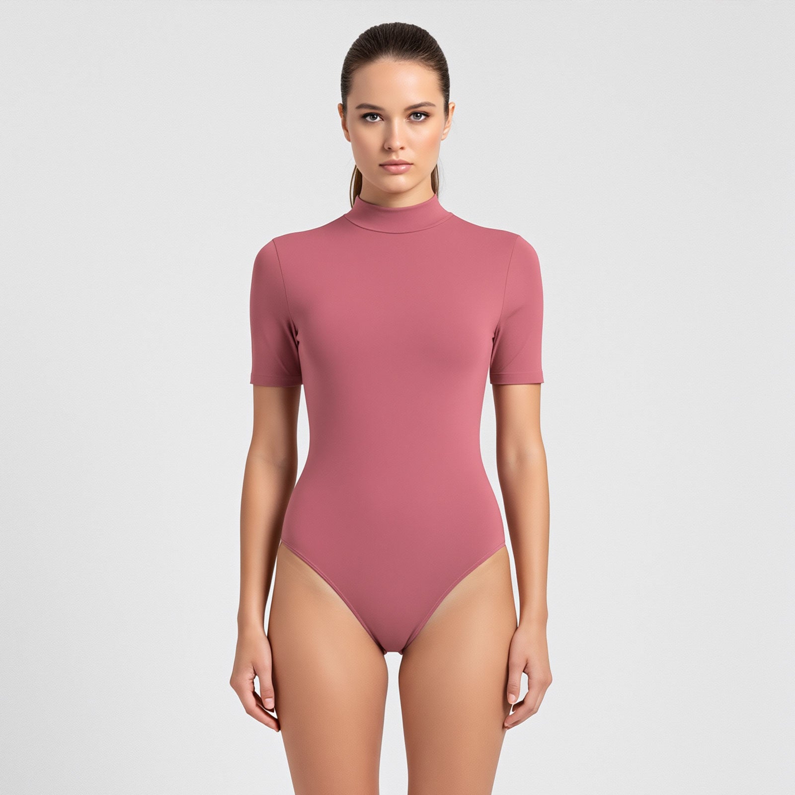 Body Cuello Alto Manga Corta Rosa Ambar