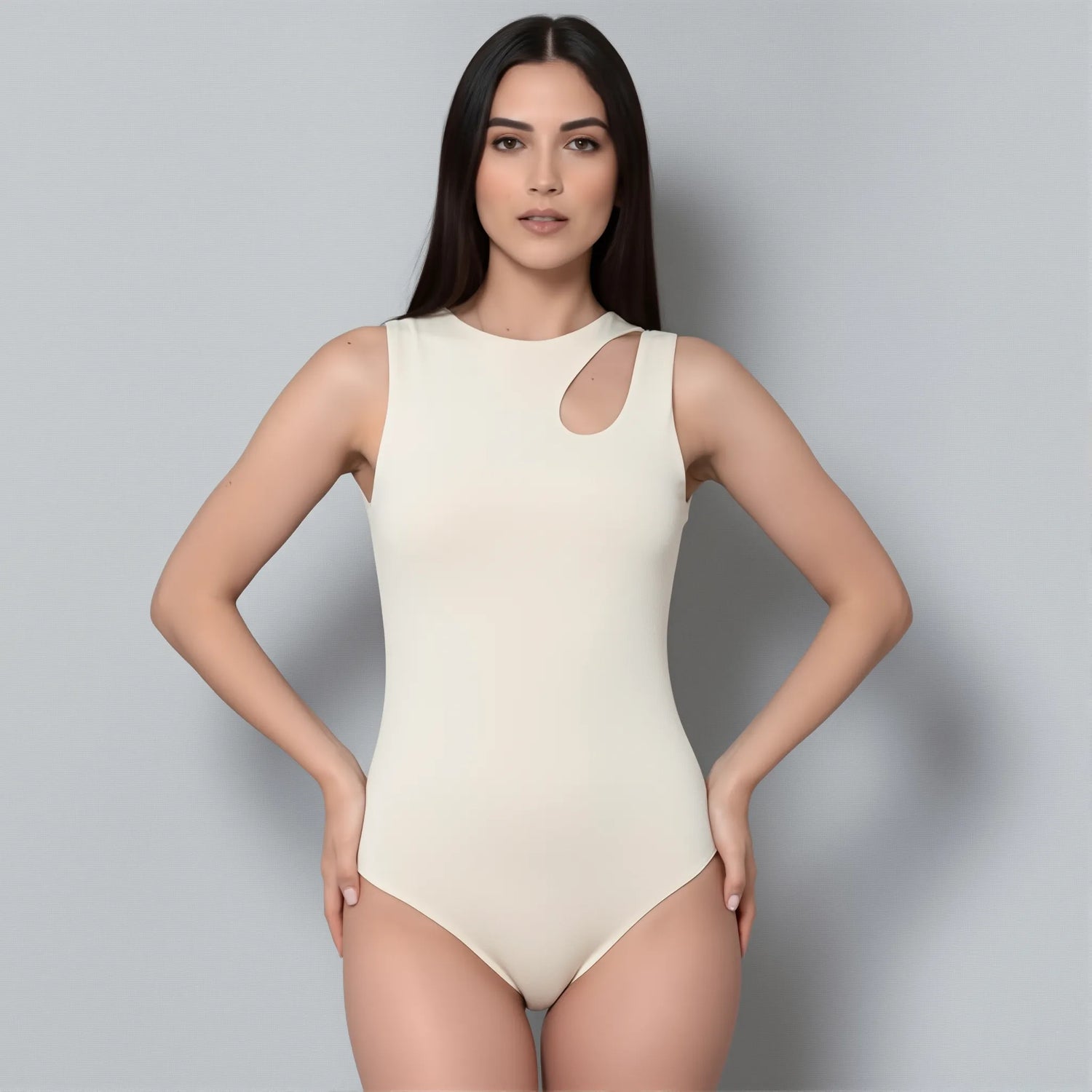 Body Asimétrico Detalle Cruzado Marfil