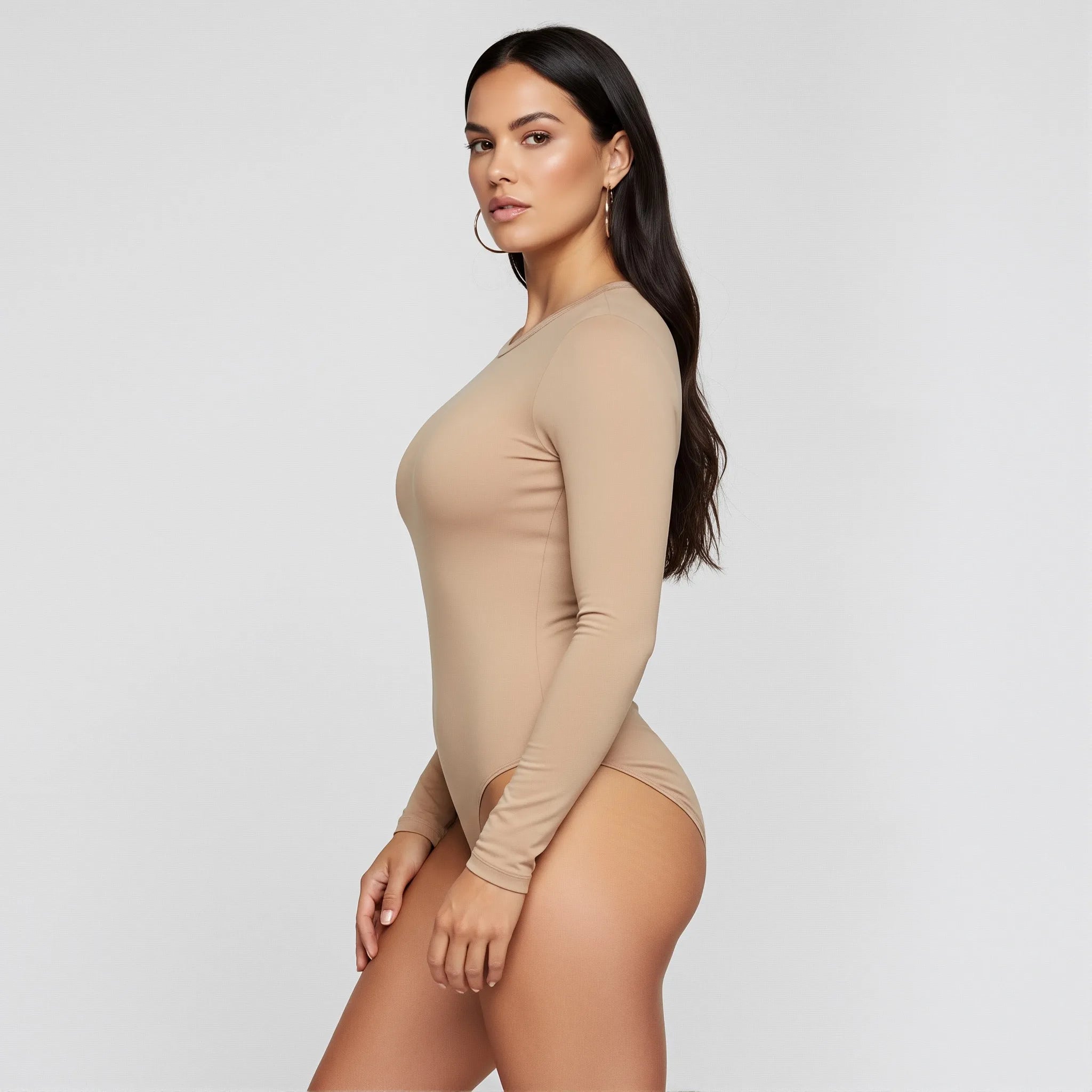 Body Redondo Manga Larga Beige