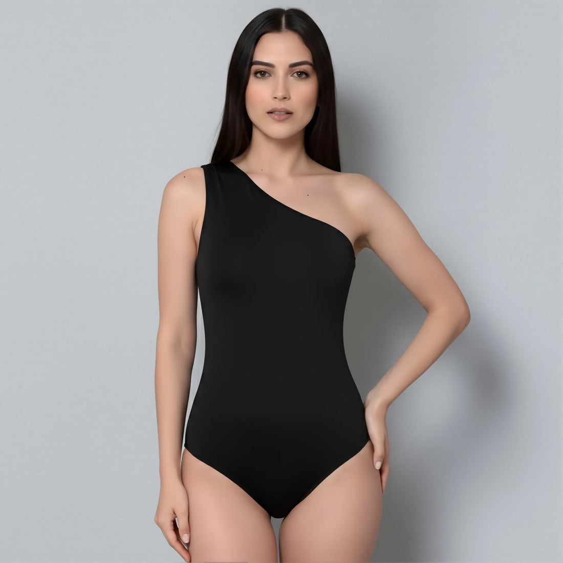 Body asimétrico sin mangas Negro