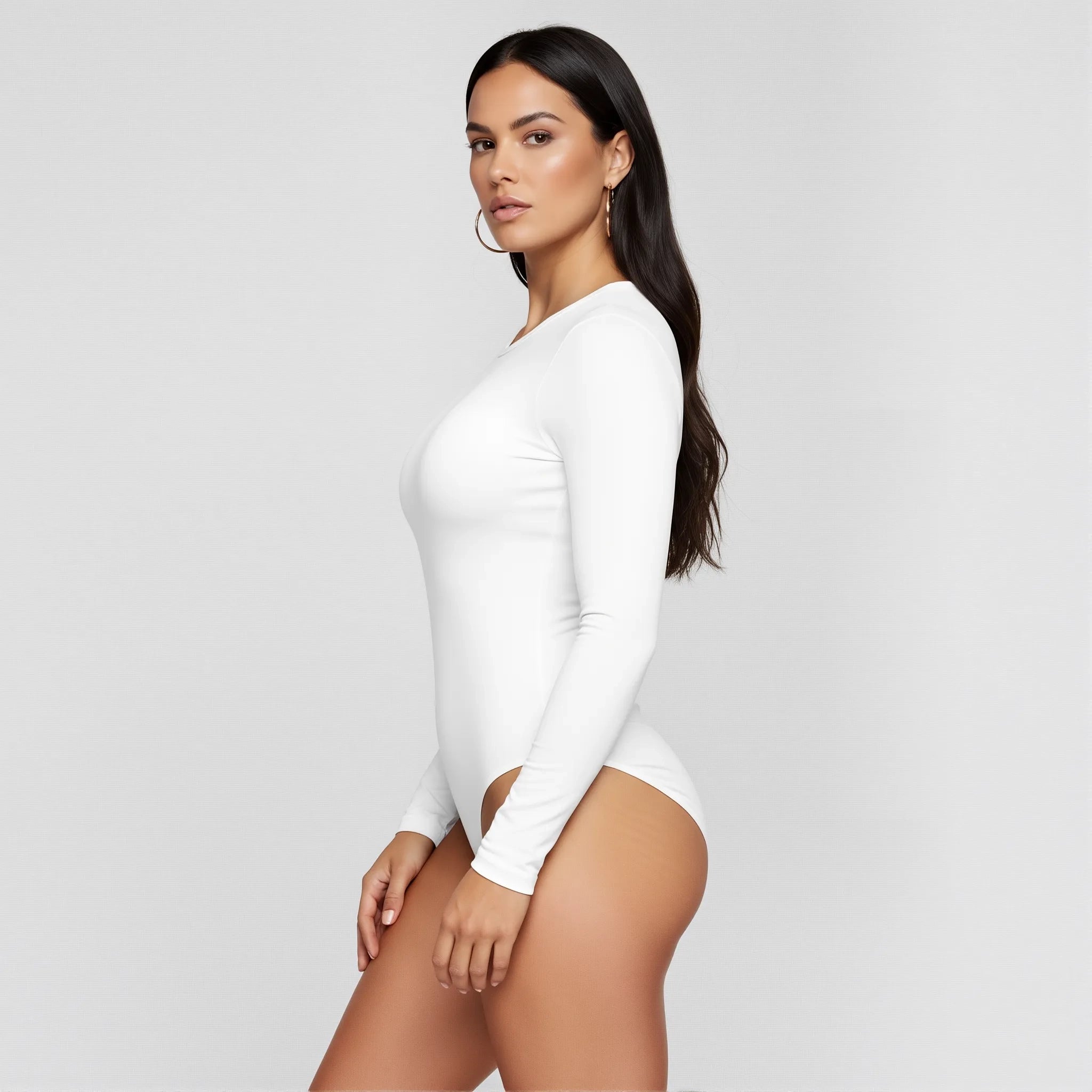 Body Redondo Manga Larga Blanco