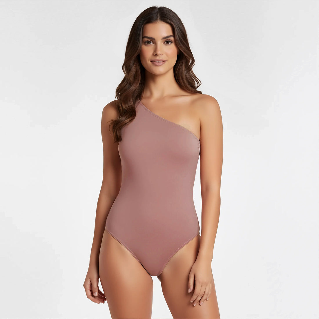 Body asimétrico sin mangas Beige Tostado