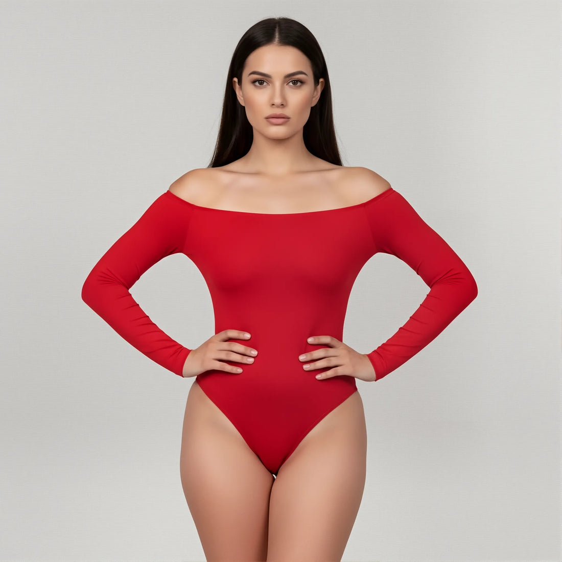 Body cuello bandeja manga larga rojo