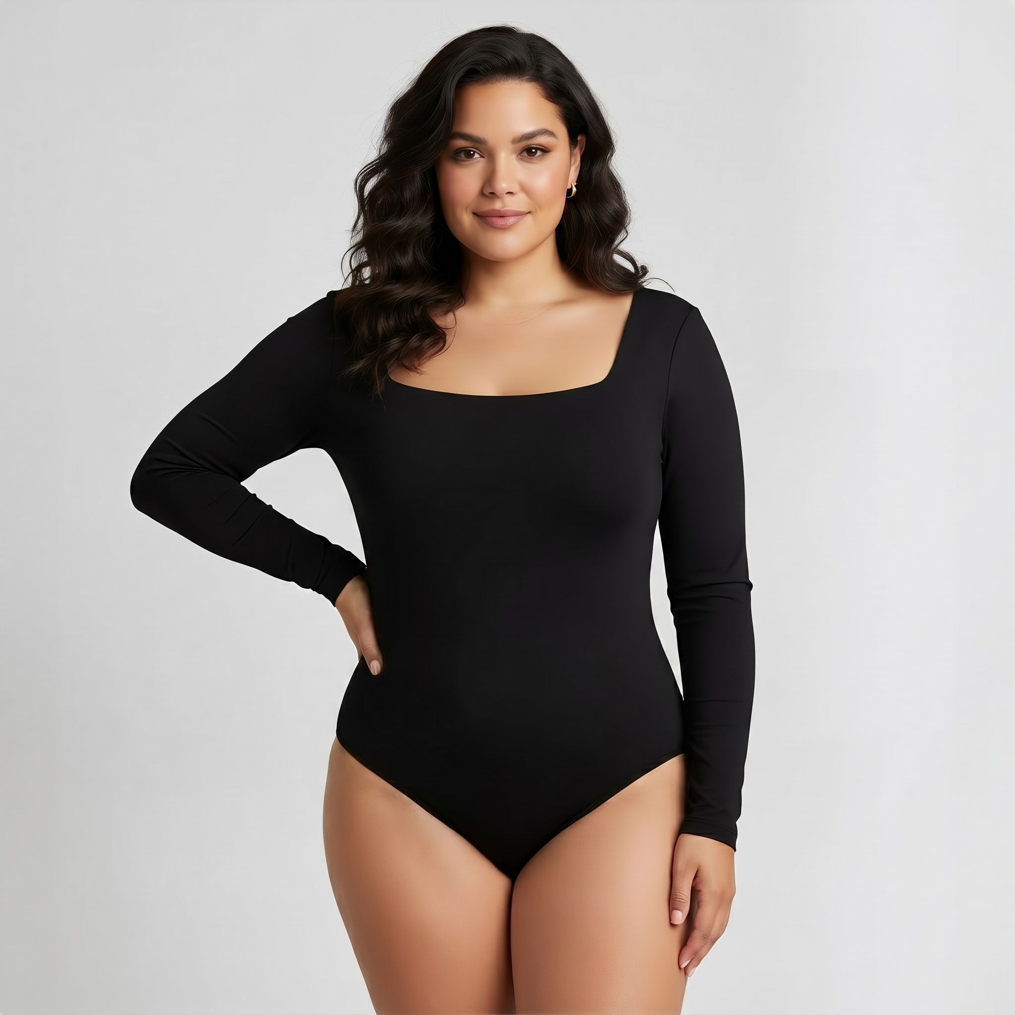 Body cuadrado manga larga Negro Talla Grande