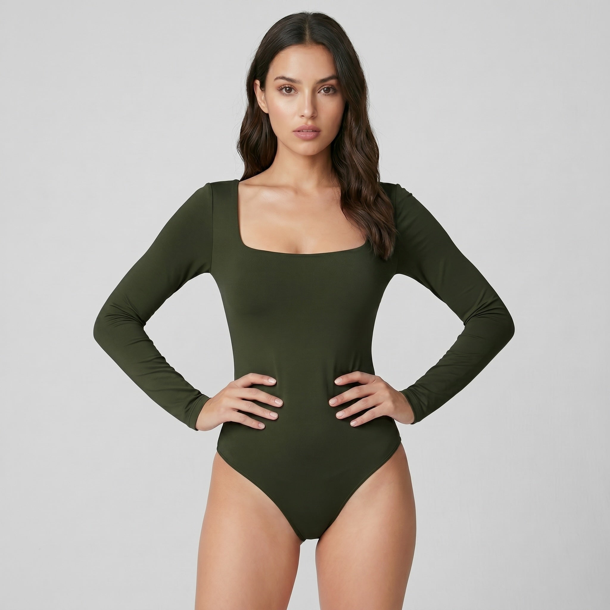 Body Cuadrado Manga Larga Verde Militar