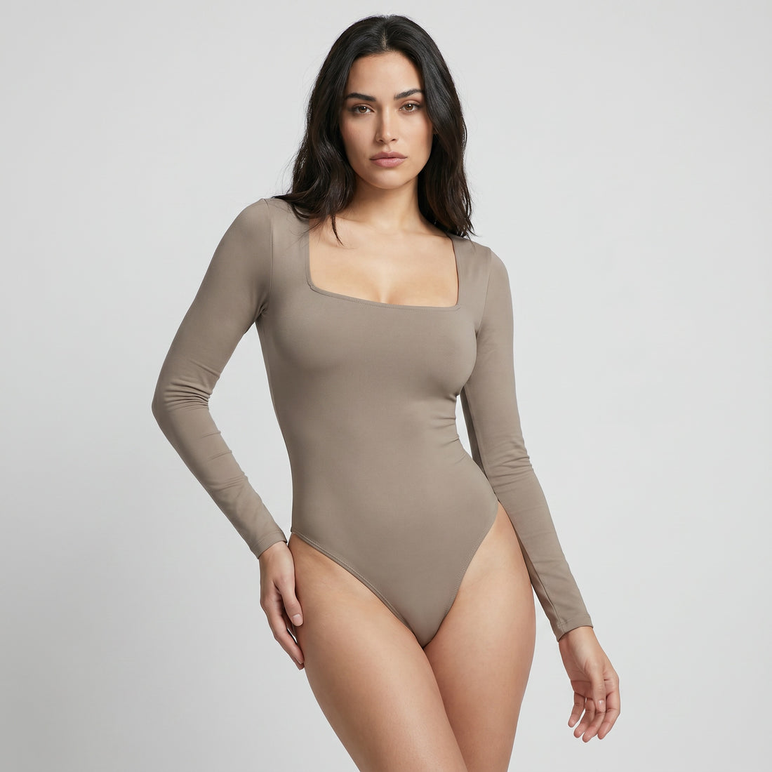 Body Cuadrado Manga Larga Gris Cemento
