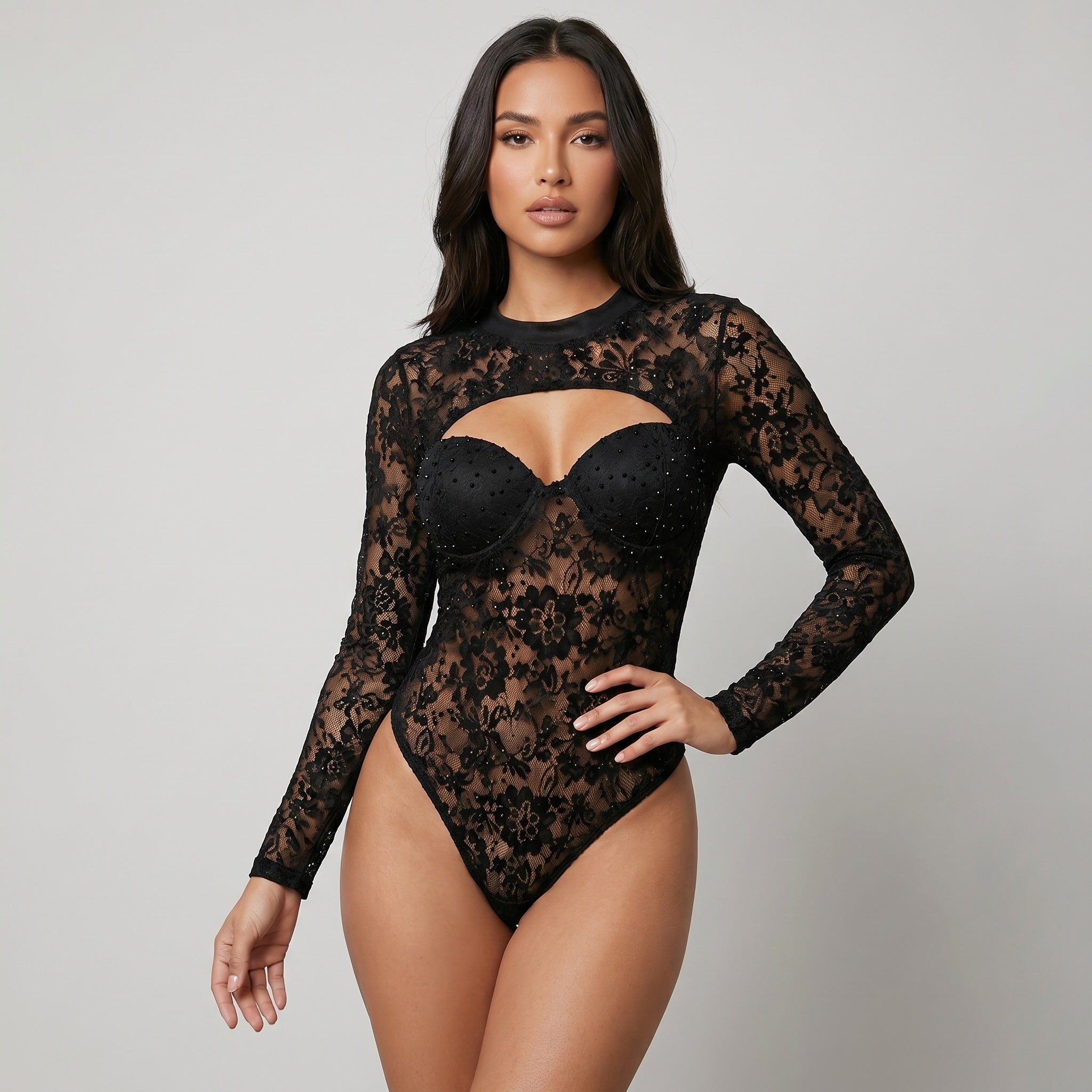 Body Mesh Manga Larga Royal Negro