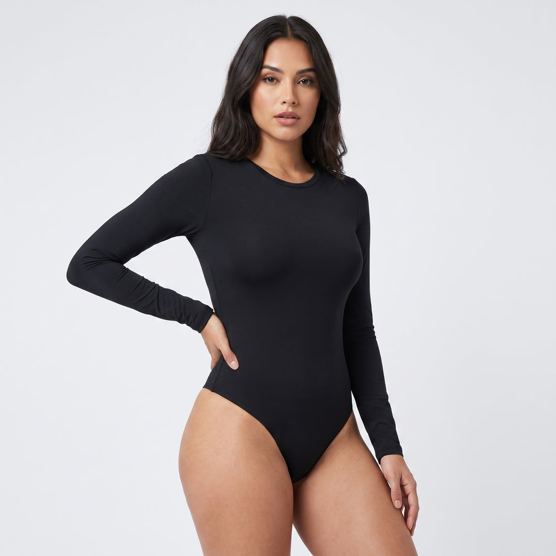 Body Redondo Manga Larga Negro Sale Broche 2025