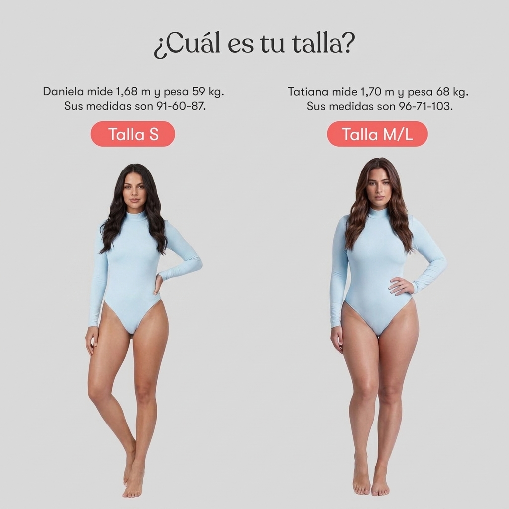 Body Cuello Alto Manga Larga Azul Cielo