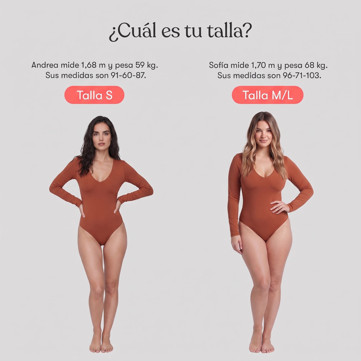Body Escote En V Manga Larga Terracota