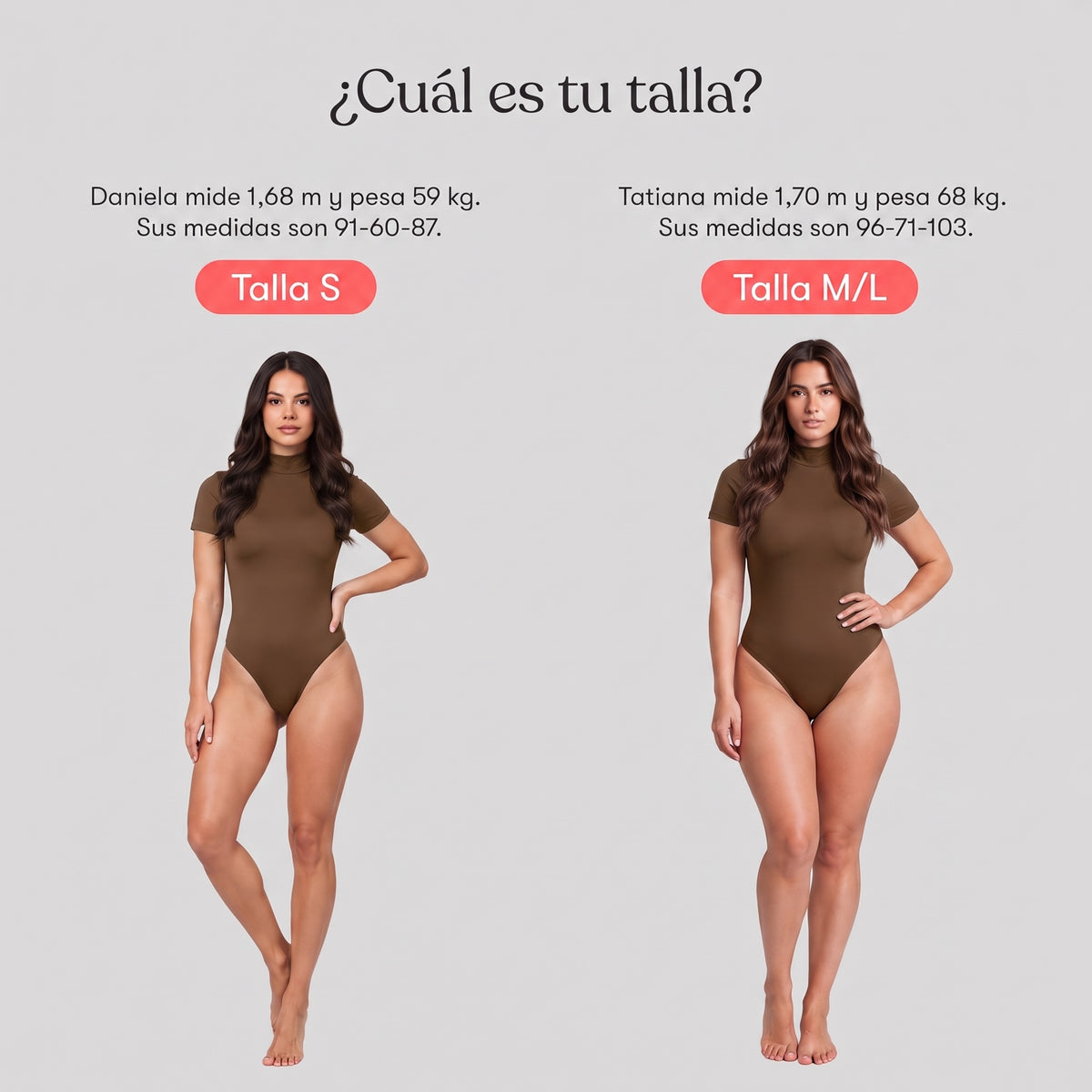 Body Cuello Alto Manga Corta Café
