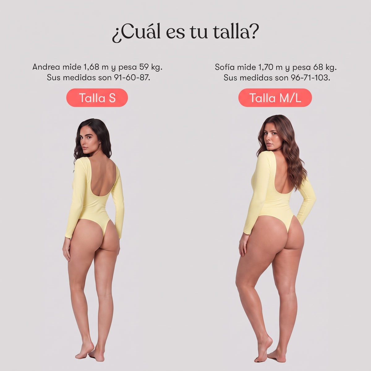 Body Espalda Media Manga Larga Amarillo Mantequilla