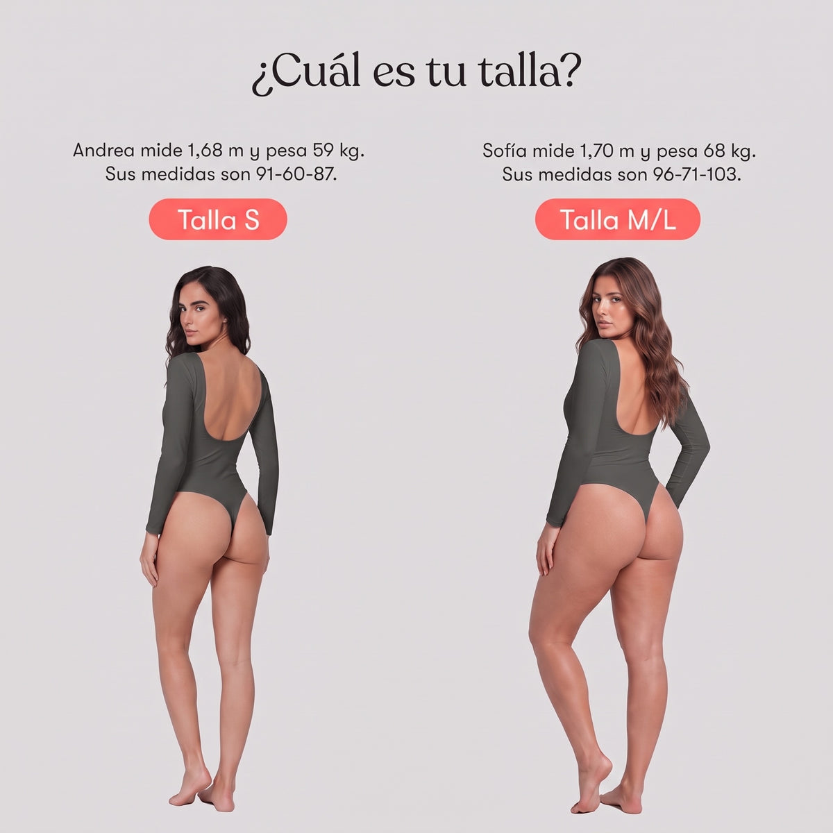 Body Espalda Media Manga Larga Gris Oscuro