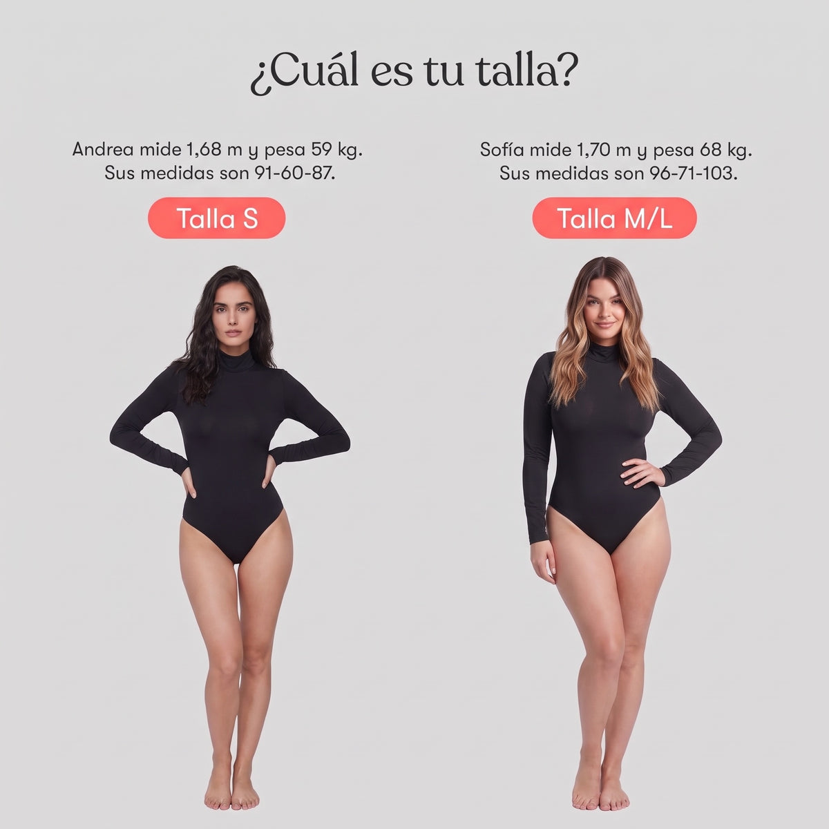 Body Cuello Alto Manga Larga Negro
