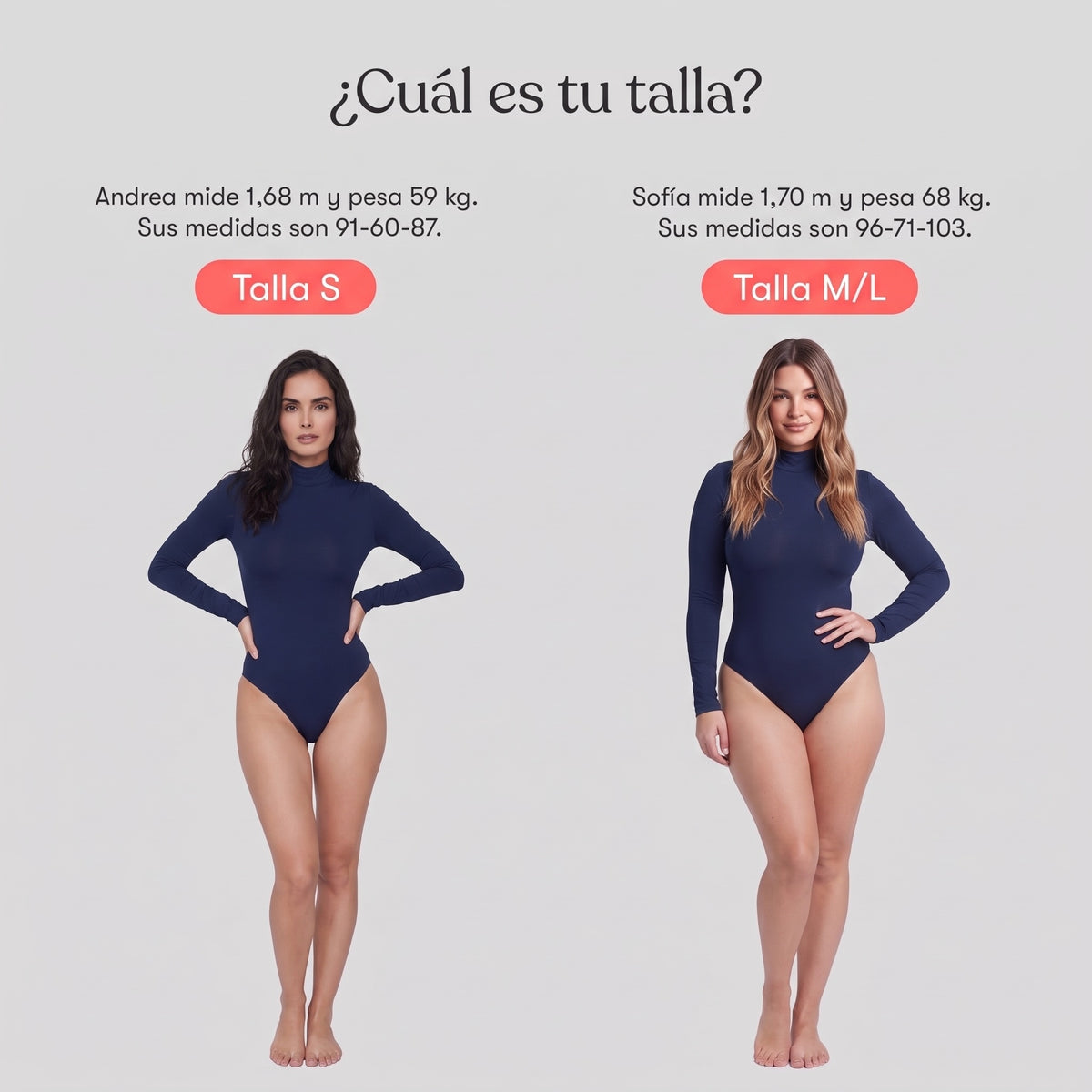 Body Cuello Alto Manga Larga Azul Marino