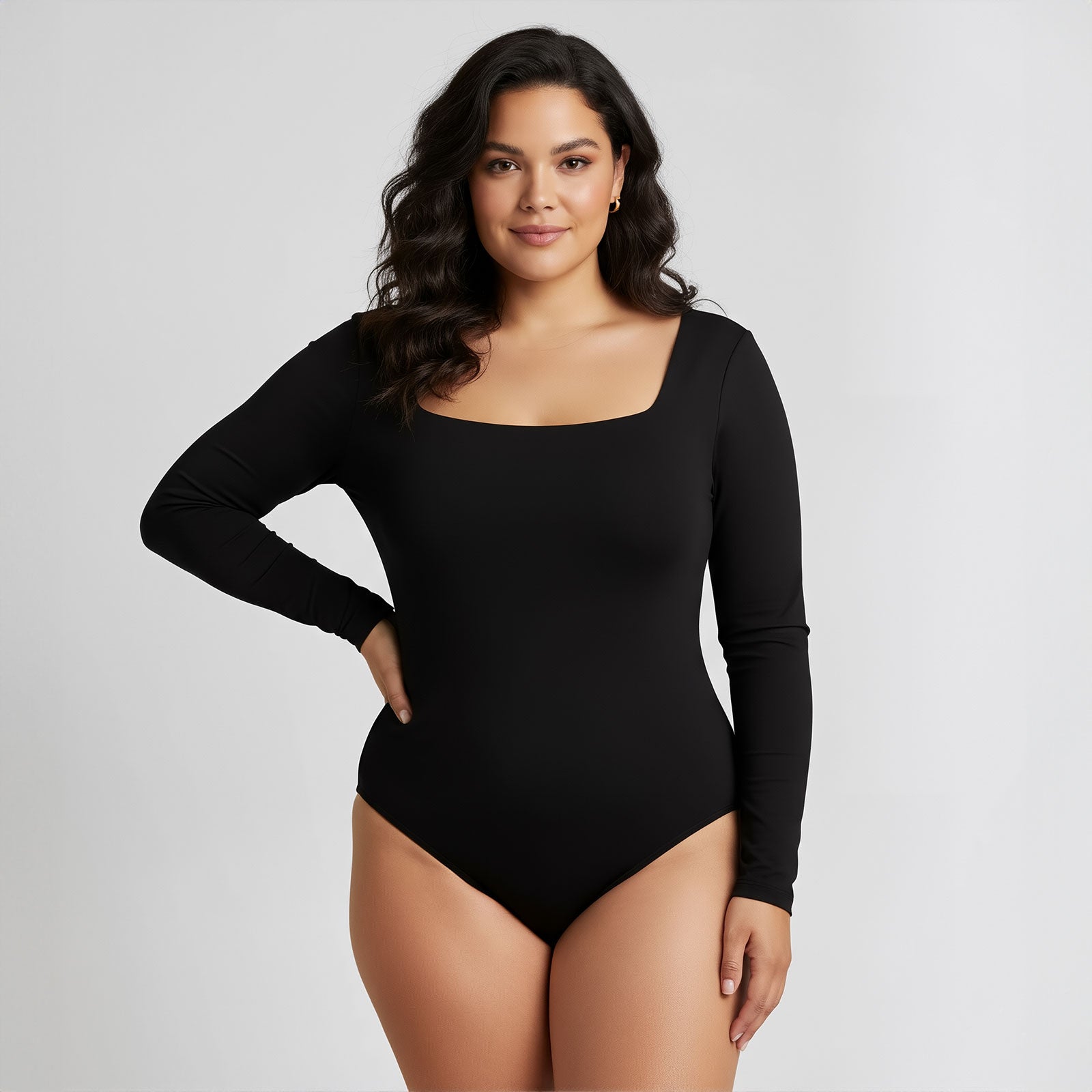 Body cuadrado manga larga Negro Talla Grande