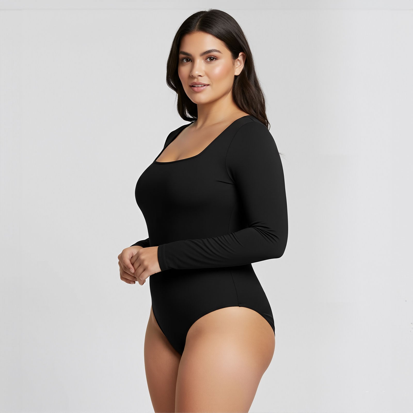 Body cuadrado manga larga Negro Talla Grande