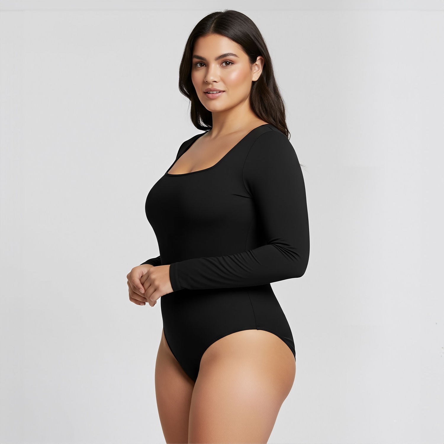 Body cuadrado manga larga Negro Talla Grande
