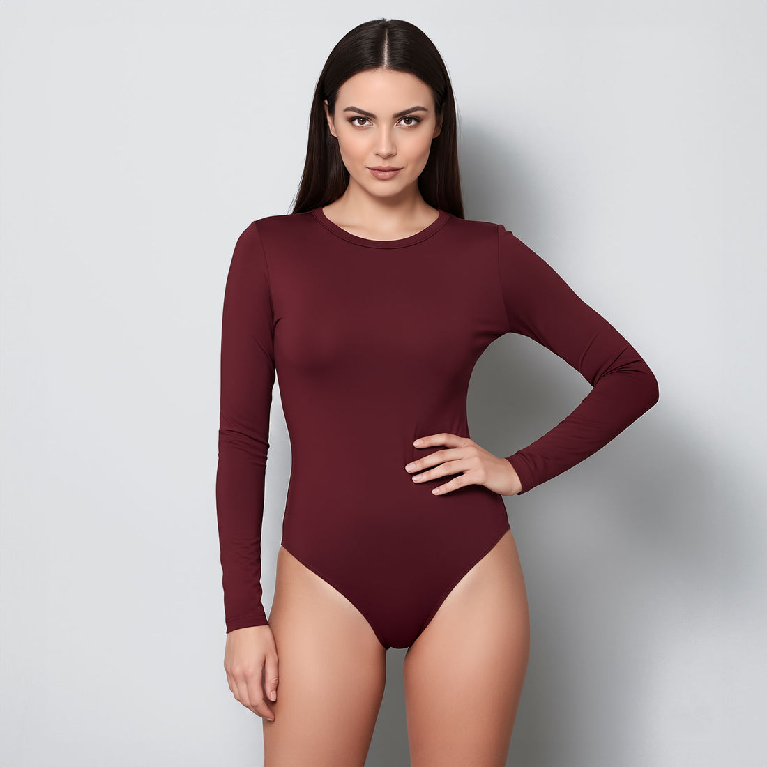 Body Redondo Manga Larga Borgoña